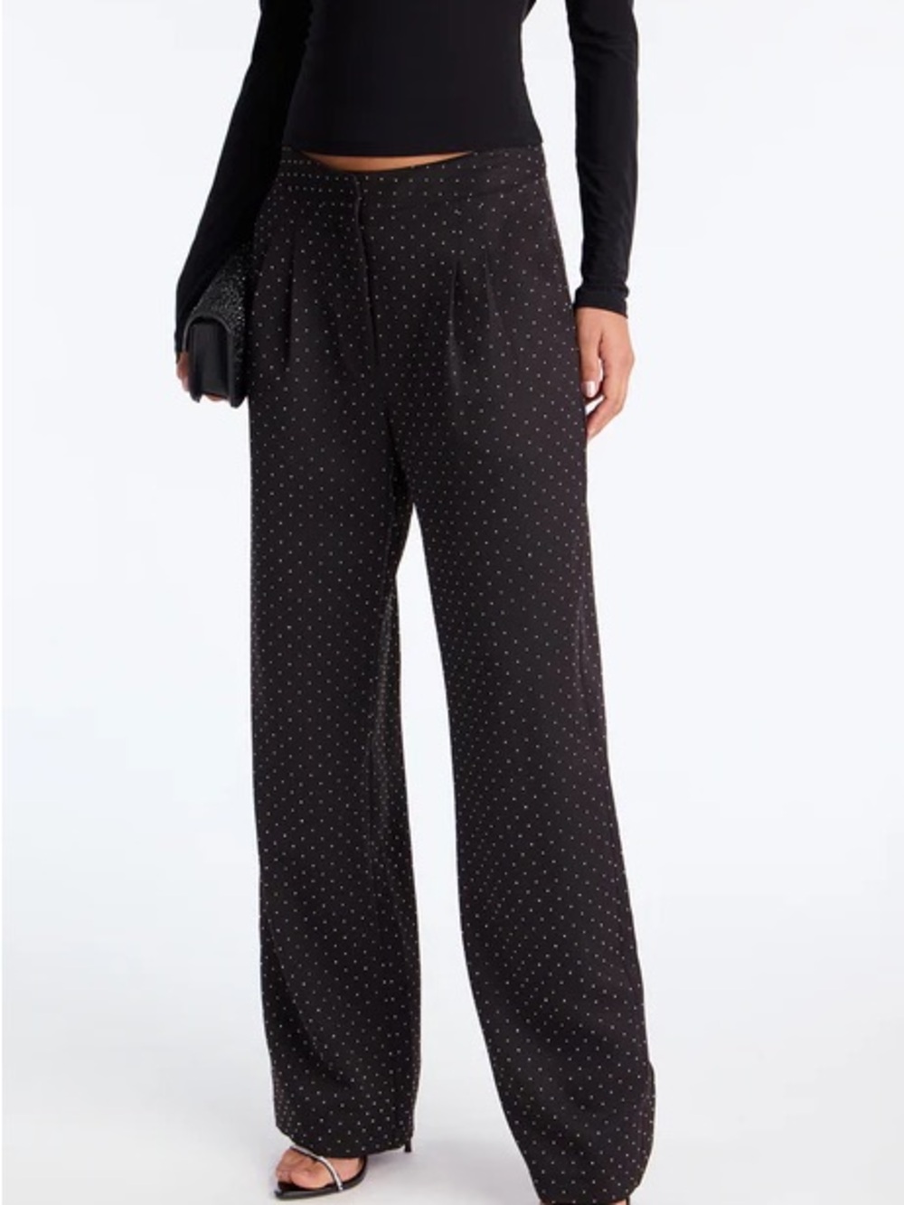 Fashion Nova Black Polka Dot Wide-Leg Trousers